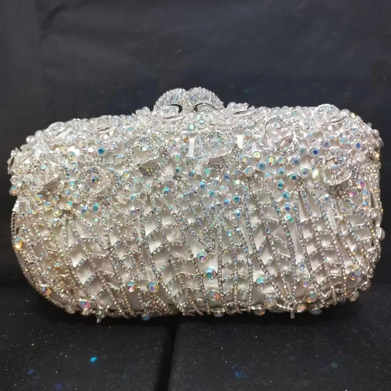 Vintage Crystal Rhinestone Bridal Clutch Purse for Weddings