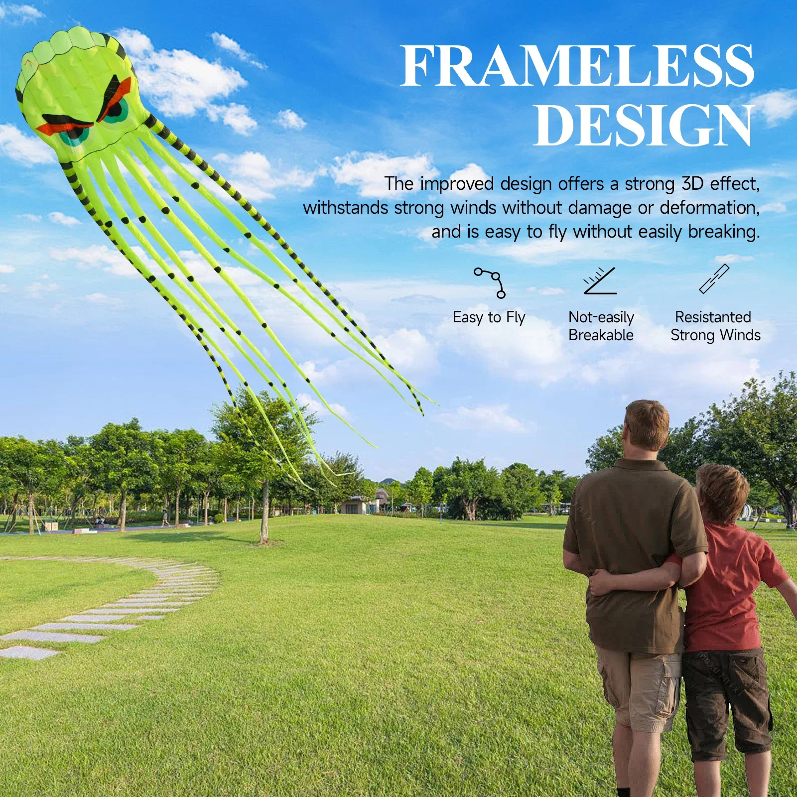 8M Large Octopus Soft Kite 4-color 3D Inflatable Beach Kite Easy To Fly and Tear Resistant Storage Bag Package Holiday Gift 6