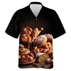 Baking Lover 3D Print Beach Shirts For Men Clothes Cake Chef Short Sleeve Work Uniform Hawaiian Short Sleeve Women Lapel Blouse 2