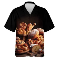Baking Lover 3D Print Beach Shirts For Men Clothes Cake Chef Short Sleeve Work Uniform Hawaiian Short Sleeve Women Lapel Blouse 2