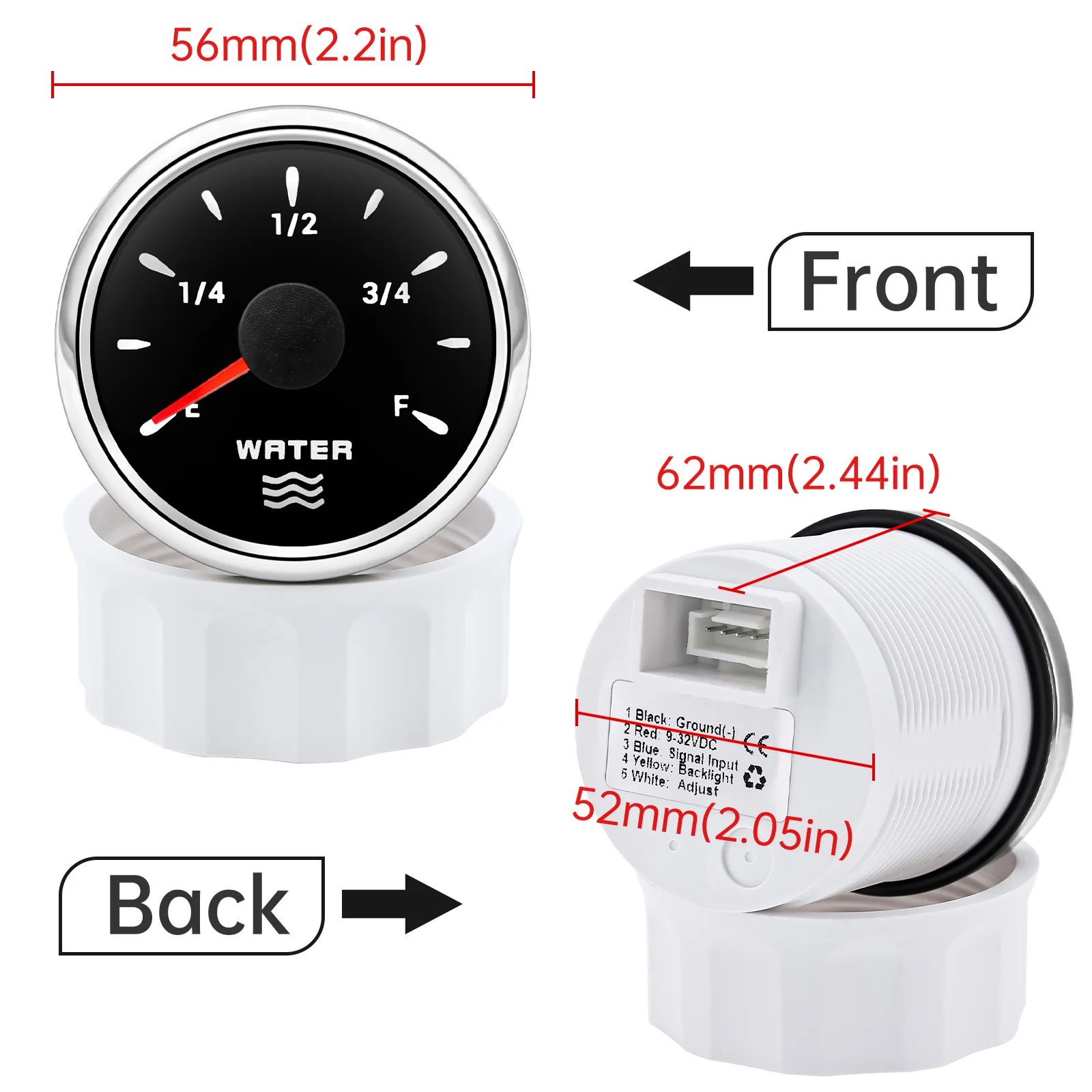 디지털 수위 게이지, 7 색 백라이트, 0  190ohms, 방수 IP67 물 탱크 계량기 표시기, 자동차 보트 요트, 12V, 24V, 52mm