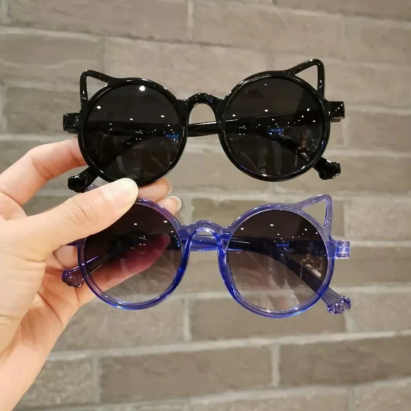 

New Kid Sunglasses Colorful and Minimalist Cat Ear UV Resistant Cartoon Glasses for Boys and Girls with Eye Protection Gift