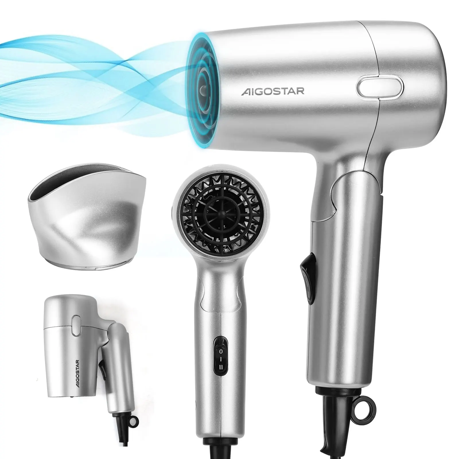 Aigostar Reise-Haartrockner mit Klapp griff, 2 Geschwindigkeits-und Wärme einstellungen, 1200W Leistung und 1,8 m Kabel, Schutz mit Automatik