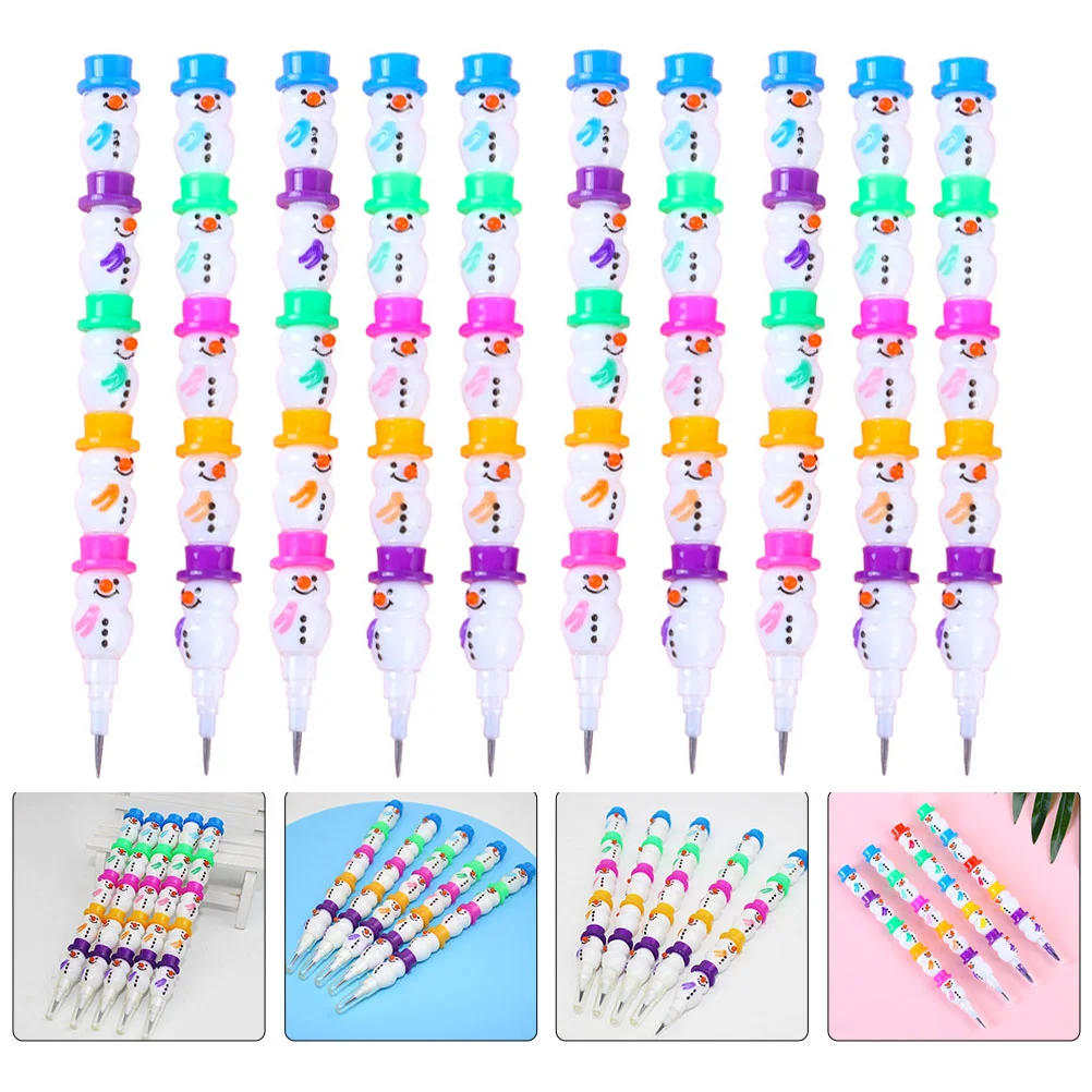 

Christmas Snowman Stackable Pencils Snowman Stacking Pencils Colorful Writing Pencils Xmas Party Office Home