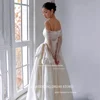 XPAY V Neck Spaghetti Straps Korea Wedding Dresses A Line Satin Bridal Gown Photos Shoot Corset Backless Pleat Lace Bride Dress 4