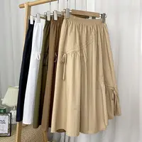 High Waist A-Line Skirt 2024 Summer New Sle Slimming Asymmetrical Belted Midi Skirt Women's f-length Skirts - Image 2