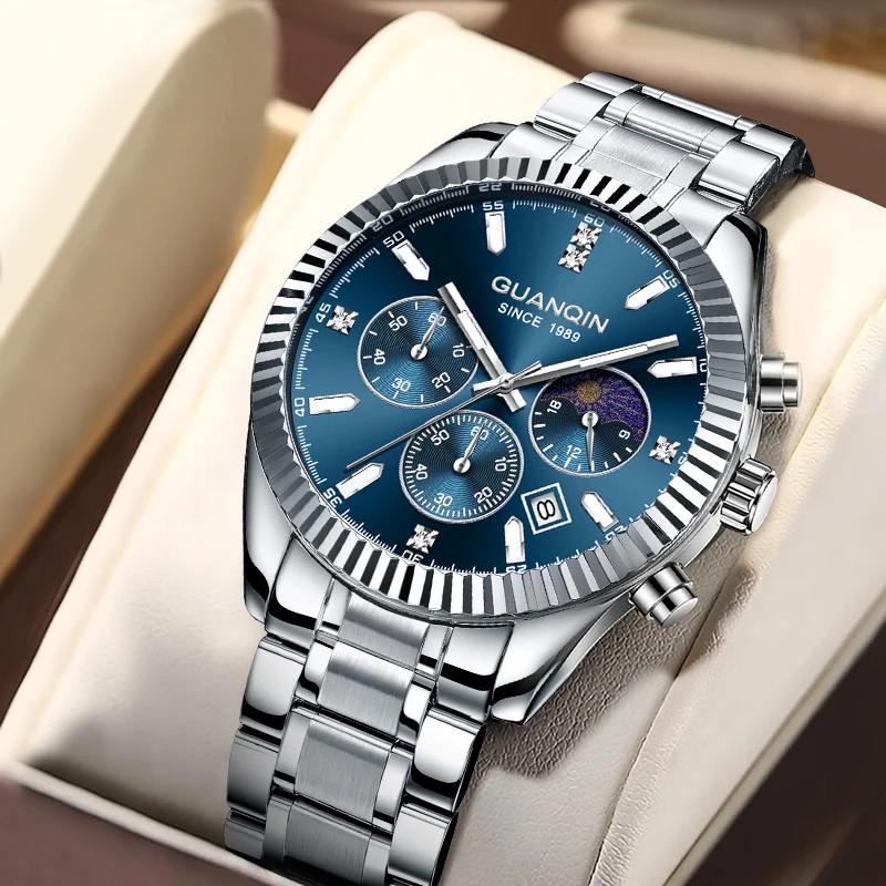 

GUANQIN Mens Watches Top Brand Luxury Watch For Men Quartz Chronograph Mens Wristwatch Clock Waterproof Sports Reloj Hombre 2024