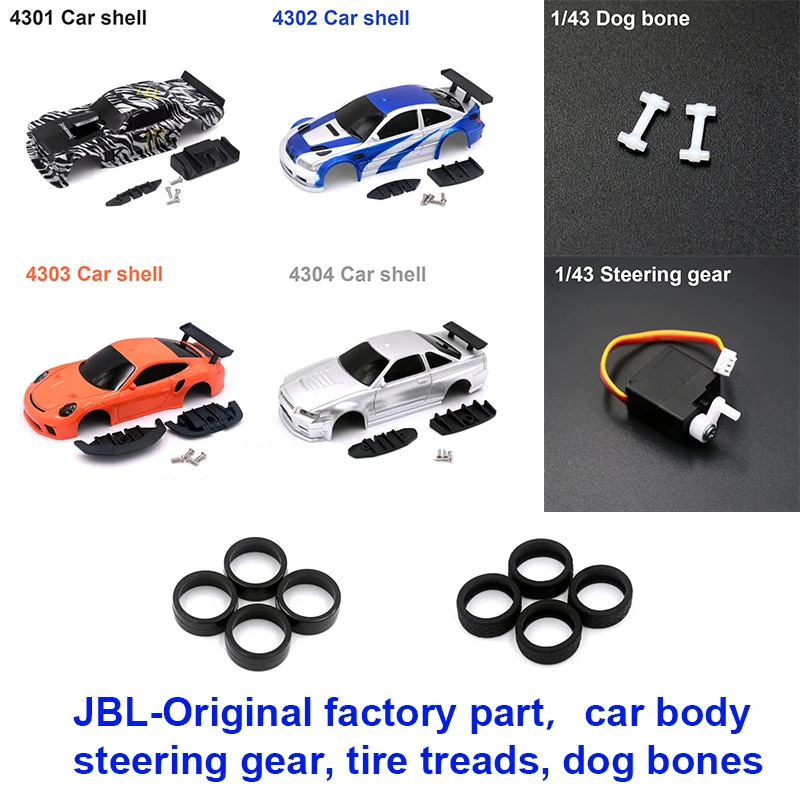 Pezzi di ricambio per auto RC 1:43 per Jiabaile 4301 4302 4303 4304, parti di ricambio durevoli per albero di trasmissione dello sterzo e pneumatici