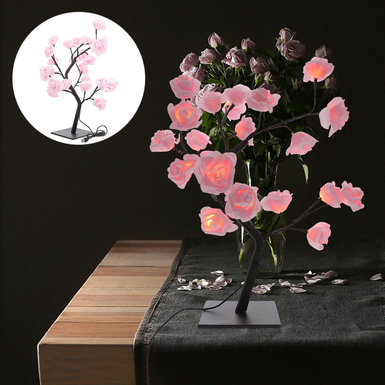 

Valentines Rose Lamp LED Rose Tree Night Light for Mom Valentines Day Decor Birthday Gift