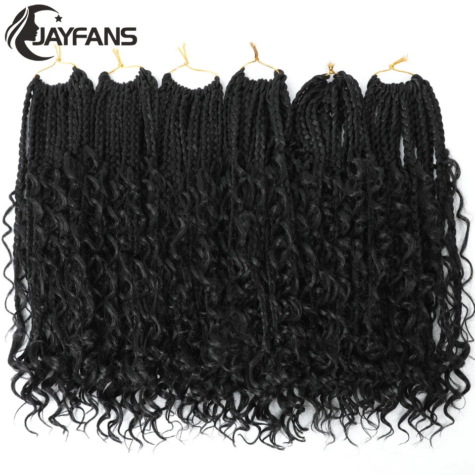 Crochet Hair Extensions 14 Inch Bob Box Braids Crochet Hair 1B for Kids Bohemian Crochet Synthetic Boho Box Braids