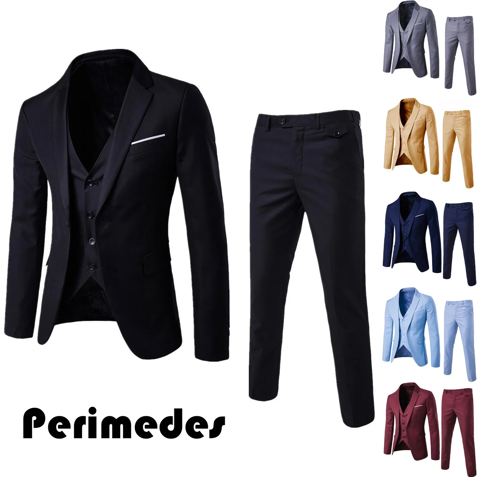 

Men's Suit Jacket With Pant One Button Slim Fit Formal Business Work Wedding Stage Tuxedo Groomsman 3-piece Suits Latin Sets