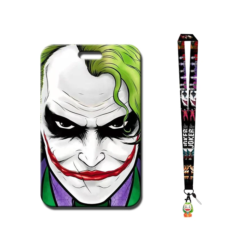 1 Set The Joker Card Holder Anime Badge Anti-Lost Lanyard Student