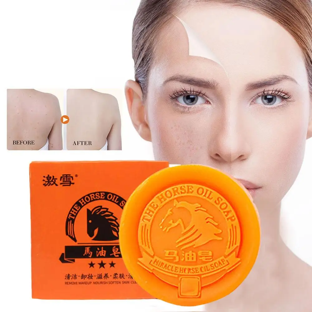 

Лошадиное масло мыло Глубокая очистка Отшелушивание удаление омертвевшей кожи Осветление кожи увлажнение против клещей лечение гладких пятен D2P5