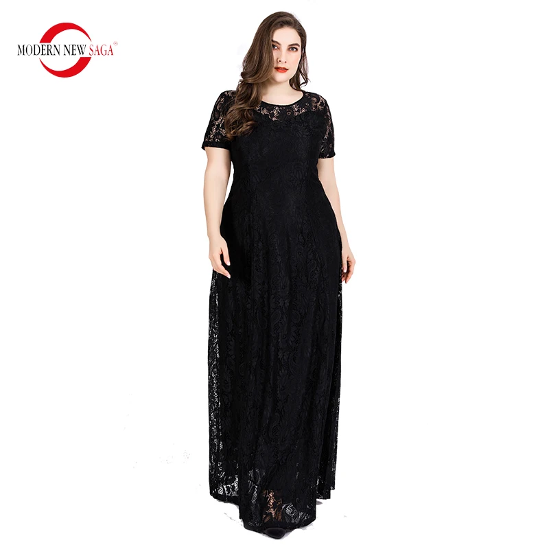 robe-longue-a-manches-courtes-pour-femmes-maxi-noire-en-dentelle-grande-taille-mode-elegante-nouvelle-collection-ete-2023