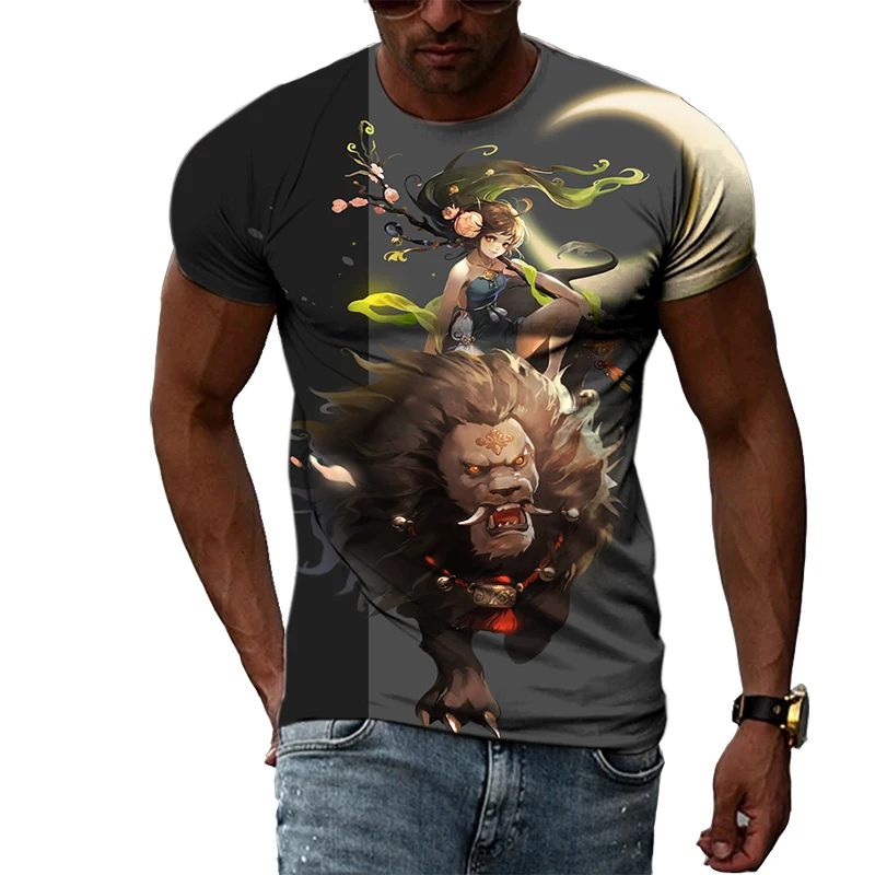 

Summer Fantasy Animation Leisure Pattern Men's T-shirt Hip Hop 3D Print Personality Neck Short Sleeve Fashion Clothes