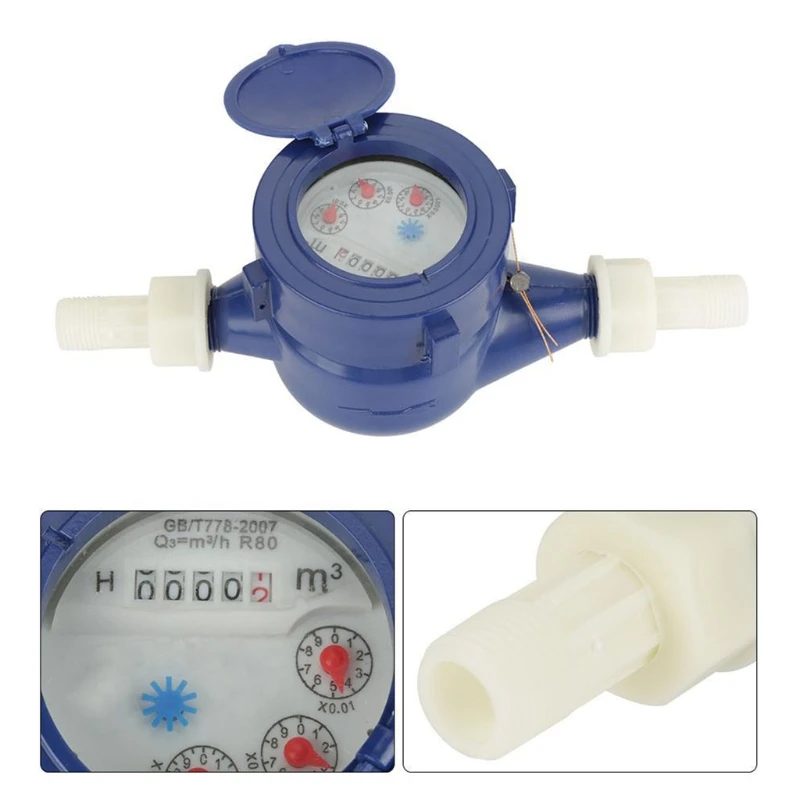 P82D Plastic Garden Water Flow Measuring Meter 15MM Cold Wet Counter 15mm 1/2 inch Garden & Home Usage water meter