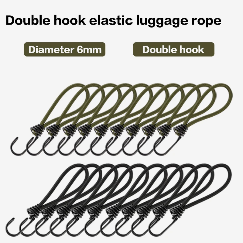 1/5/10Pcs Outdoor Tent Bungee Elastic Rope Cords with Double Hook for Camping Gear Ceiling Windproof Fixed Binding Accessories
