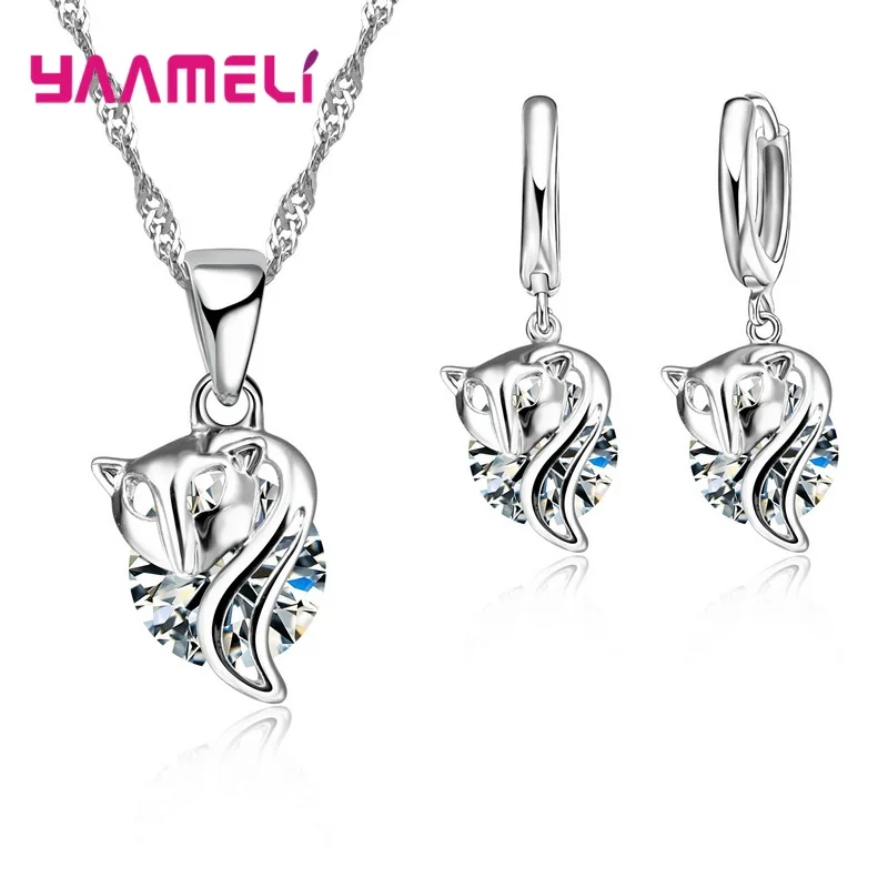 Jewelry Sets Jewelry Set 34 Designs 925 Sterling Silver for Woman Girl Pearl Rhinestone Zircon Pendant Necklace Earrings Chain