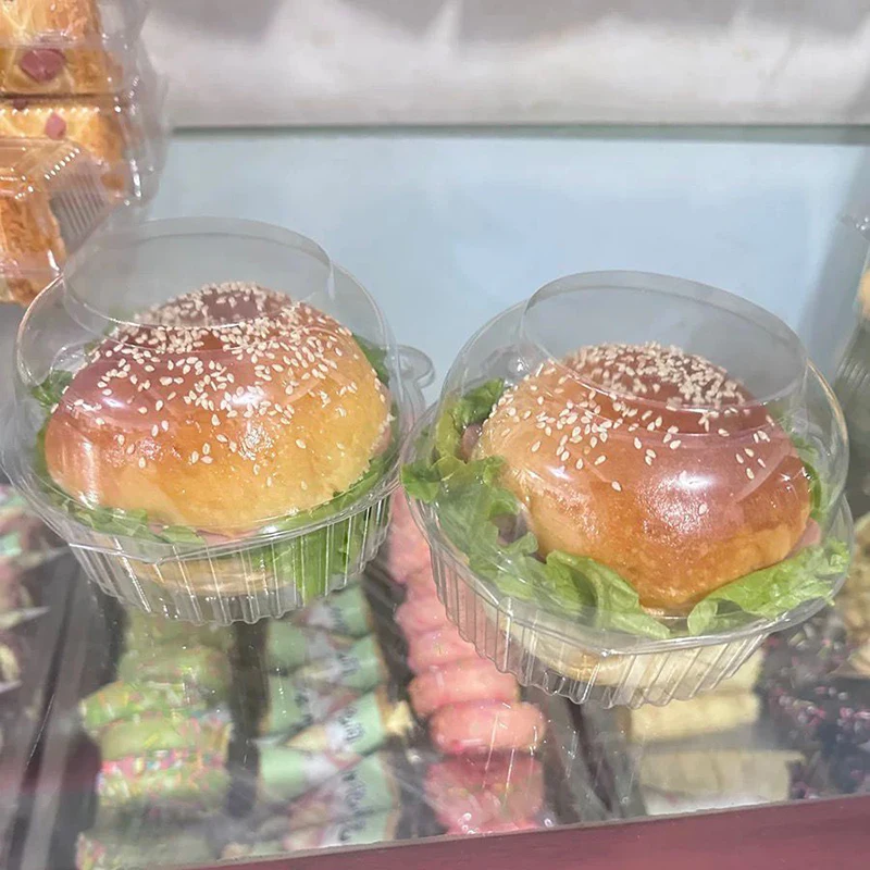 10/50 Stück durchsichtige Einweg-Gebäckboxen mit niedlichen Bären-Ohrdeckeln, Kekse, Kuchen, Verpackung, Kunststoffbox, Hochzeit, Geburtstag, Partyzubehör – Detail 2