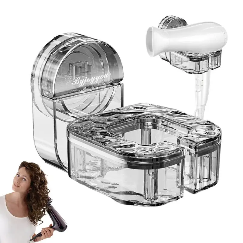 

Hands Free Hair Dryer Holder Wall Mount No Drilling Lazy Hands-Free Blow Dryer Stand Holder Bathroom Organizer Hair Dryer Shelf