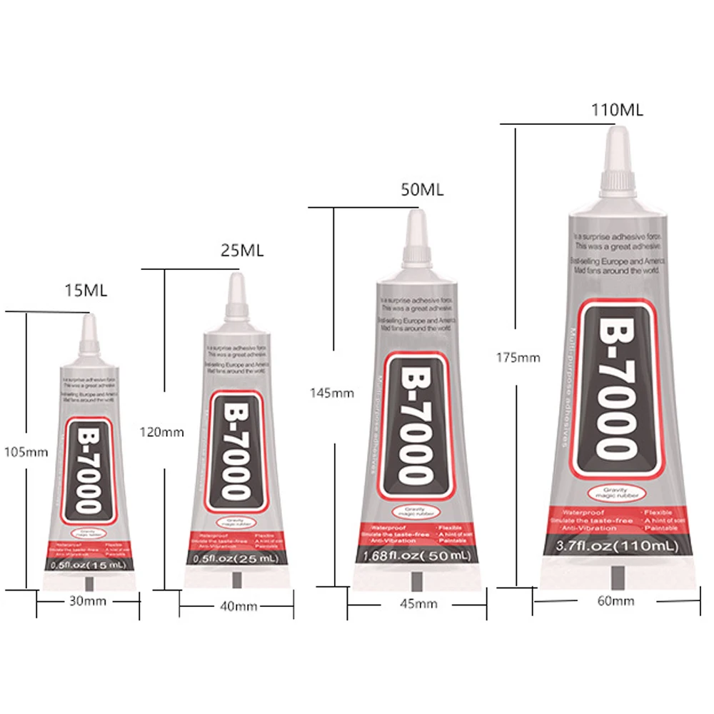 B-7000 투명 접착제, 전화 수리 접착제, 범용 유리 플라스틱, DIY 드릴, 슈퍼 접착제, 15ML, 25ML, 50ML, 110ML