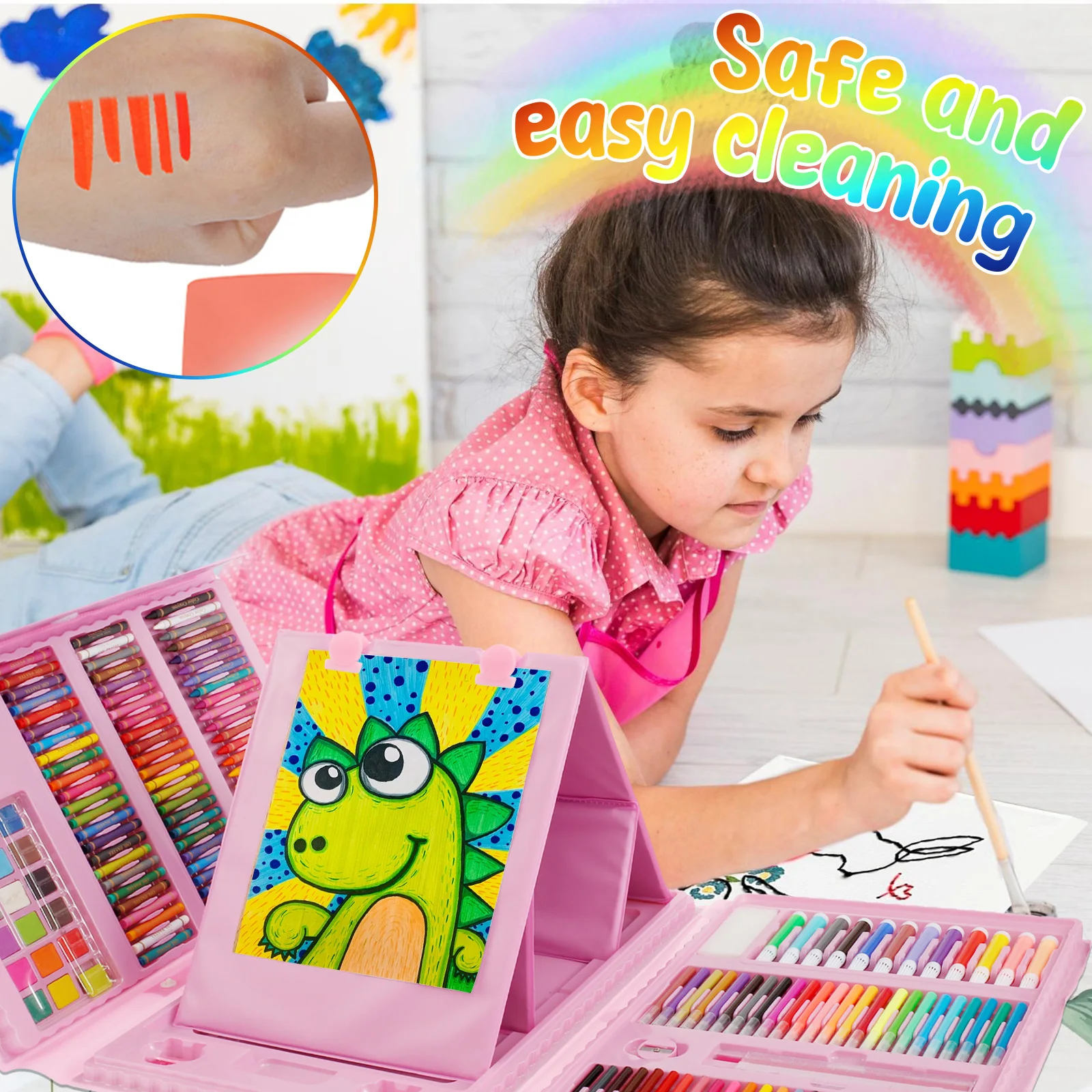 208Pcs Kids Art Set Watercolor Drawing Colored Pencils Sketch Pad Painting Drawing Tool Art Supplies School Stationery Set