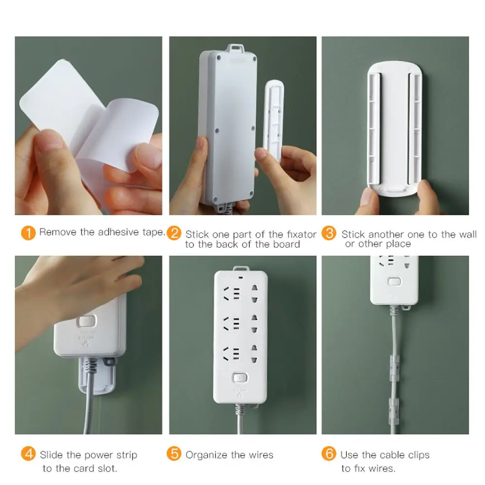 Wall-Mounted Sticker Punch-free Plug Fixer Home Self-Adhesive Socket Fixer Seamless Power Strip Holder Power Strip Holders New