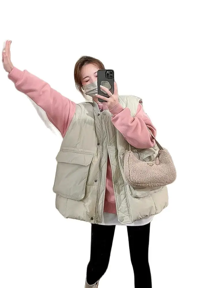 Winter Maternity Sleeveless Coats with Big Pockets Plus Size Pregnant Woman Vest Jackets Button Warm Padded Jacket Women Casual