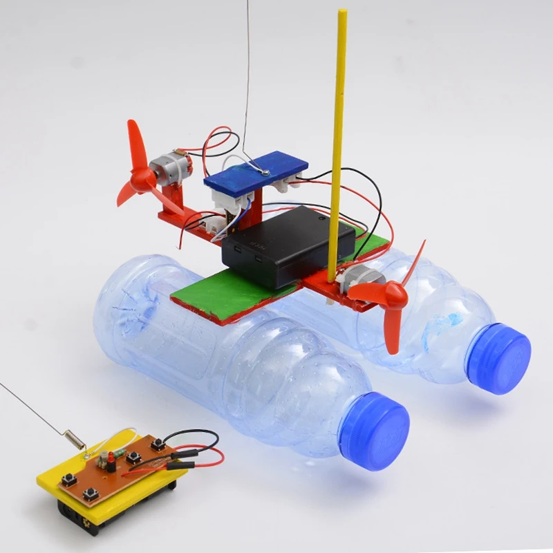 Assembled Wind Turbine Model Boat Wooden Remote Control Boat DIY Science Educational Toys Gift Creative Model 6