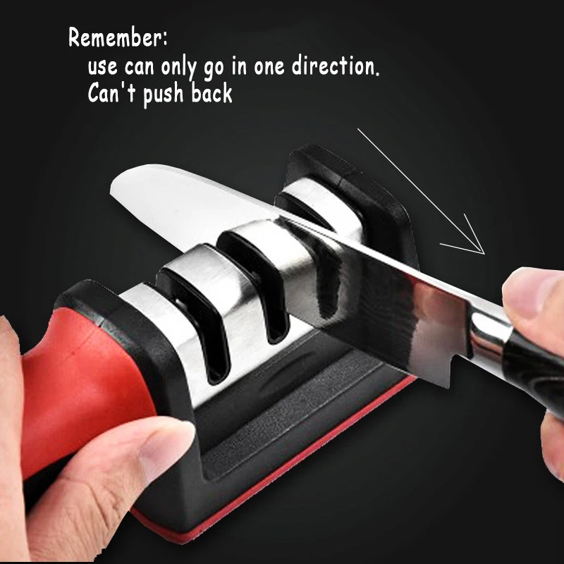 Knife Sharpener Knife Sharpener Handheld Multi-function 3 Stages Type Quick Sharpening Tool With Non-slip Base Kitchen Knives Accessories Gadget