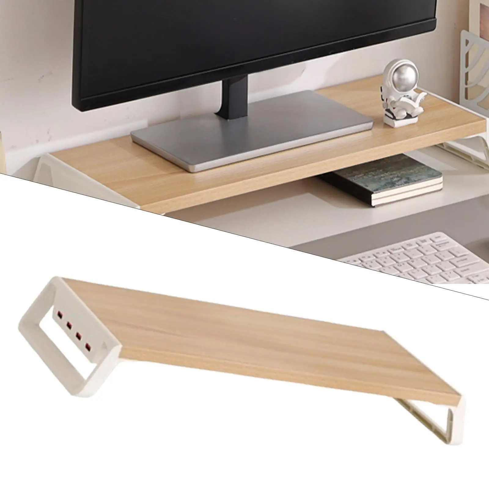 Computer Heightening Stand with USB Charging Port for Tabletop Living Room