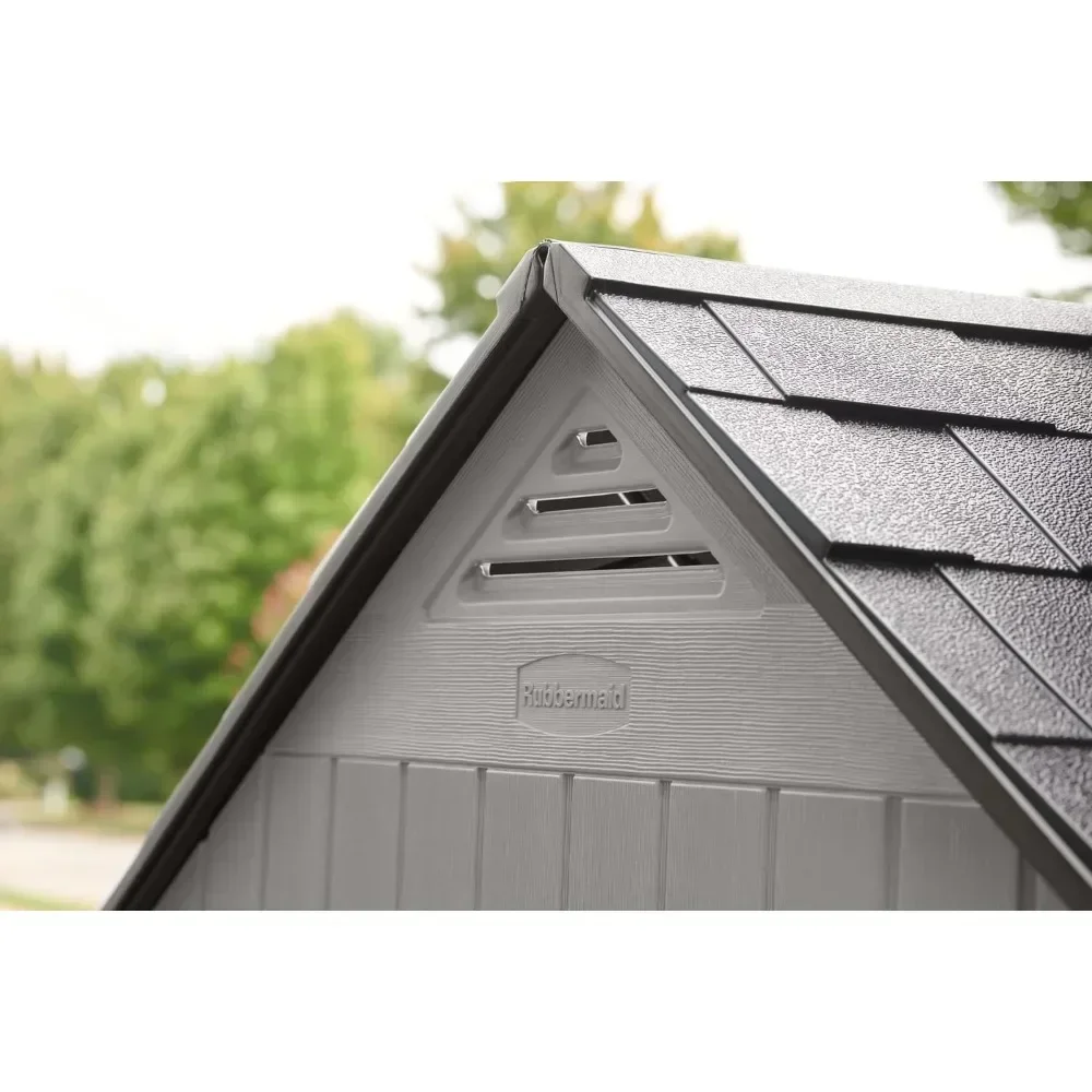 Resin Outdoor Storage Shed With Floor (7 x 7 Ft), Weather Resistant, Gray, Organization for Home/Backyard/Garden Tools 2