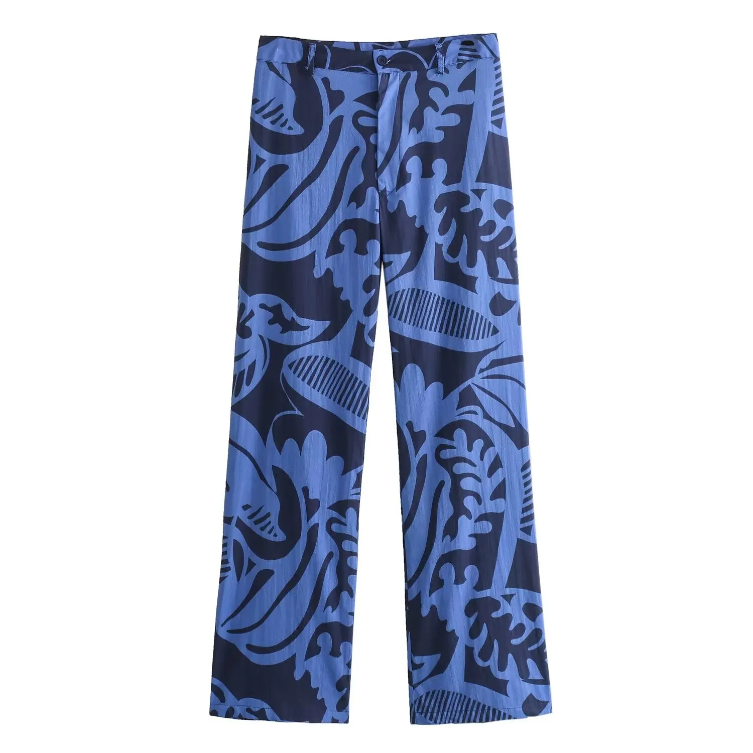 thumbnail image 1 of HH TRAF Mujeres Verano Moda Manga Corta Cuello Vuelto Estampado Azul Camisas Femeninas Chic Un Solo Pecho Casual Estilo Playa Top, 1 of 5