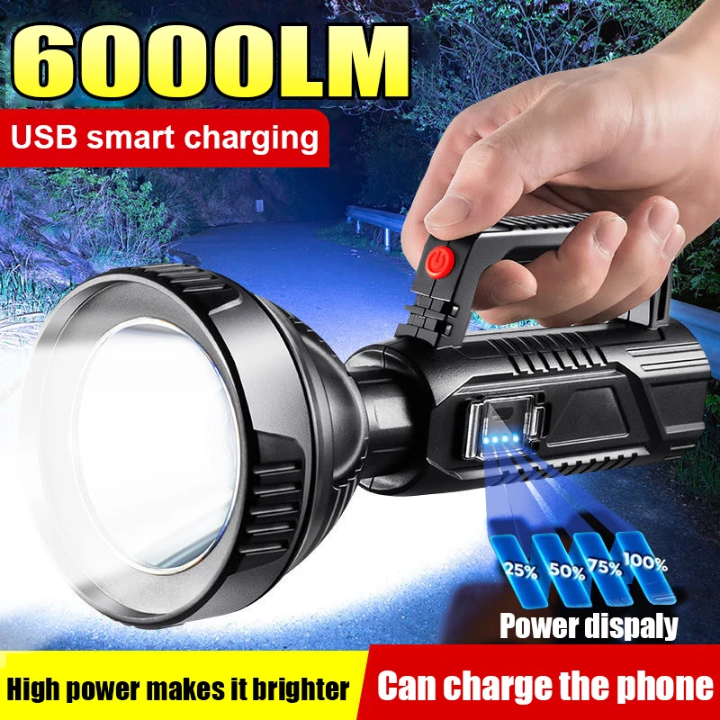 4 * T6 LED lamp beads portable spotlight flashlight searchlight powered by  4 18650 batteries