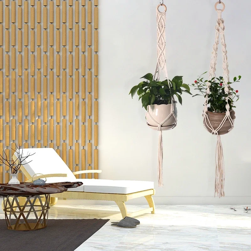 Plant Hanger Flower Pot Hanging Basket Handmade Macrame Green Plant Hanger Cotton Rope Flower Pot Planter Pocket