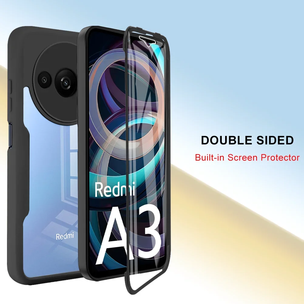 Phone Case 360&deg; Full Body Case for Xiaomi Redmi A3 Screen Protection Film Luxury Silicone Protection Hard Phone Cover