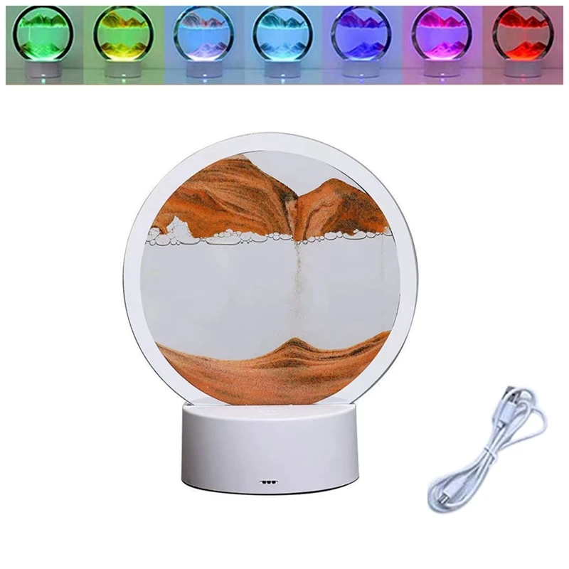 

Подвижная лампа в форме пейзажа с подвижным песком, искусство, ночник, 7 цветов, драгоценные часы, 3D-дисплей, украшение для глубоководной съемки