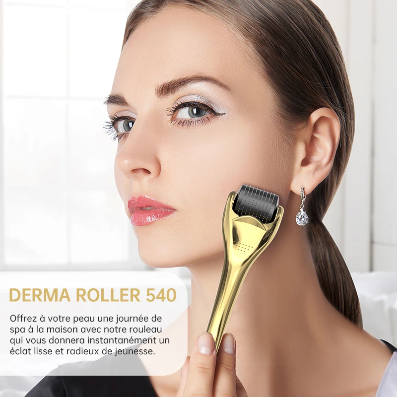 PARENCE - Derma Roller, 0.3 mm Dermaroller Visage, Roller Micro Aiguille  pour Stimule Repousse Cheveux/Pousse Barbe - 540 aiguilles pour une