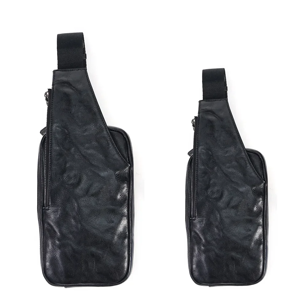 Genuine Leather Chest Bag for Men, Outdoor Casual Shoulder Bag