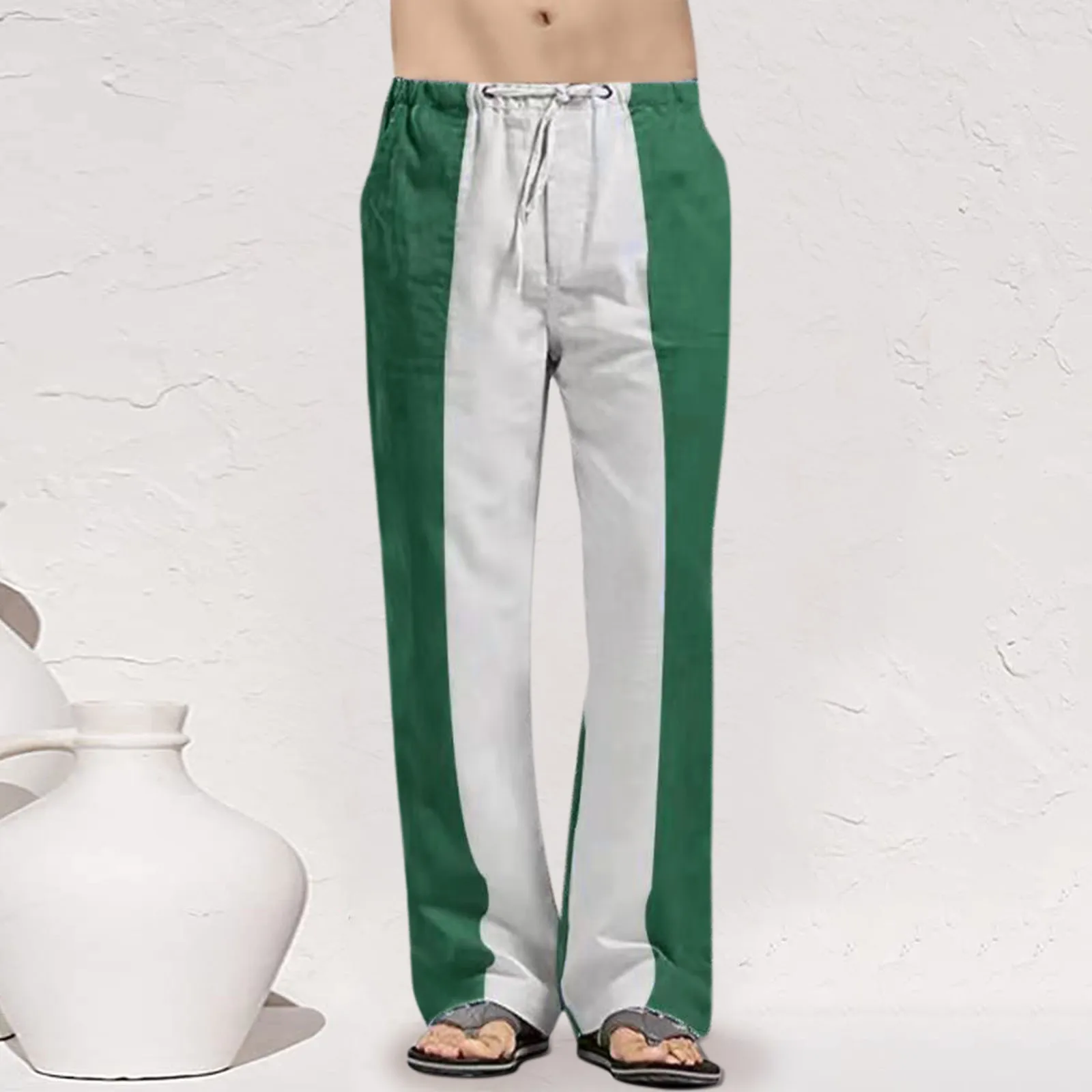 Men's Casual Patchwork Pants Full Length Pants Mid Waist Pocket Drawstring Sweatpants Streetwear Oversize Trousers under armour sweatpants