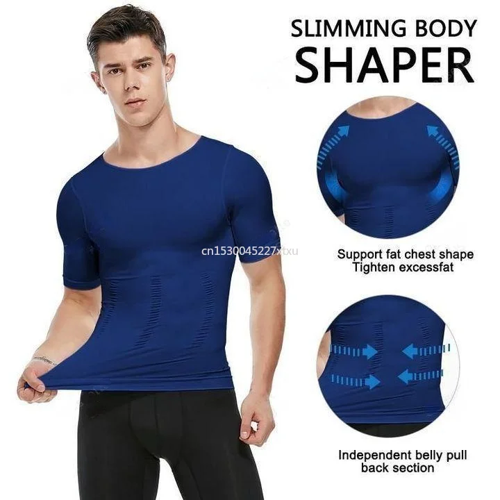 Men's Shaper Cooling T-Shirt Compression Shapewear Body Shaper Chest Binder  Shirt Slimming Waist Tummy Trimmer Shapers Body Top