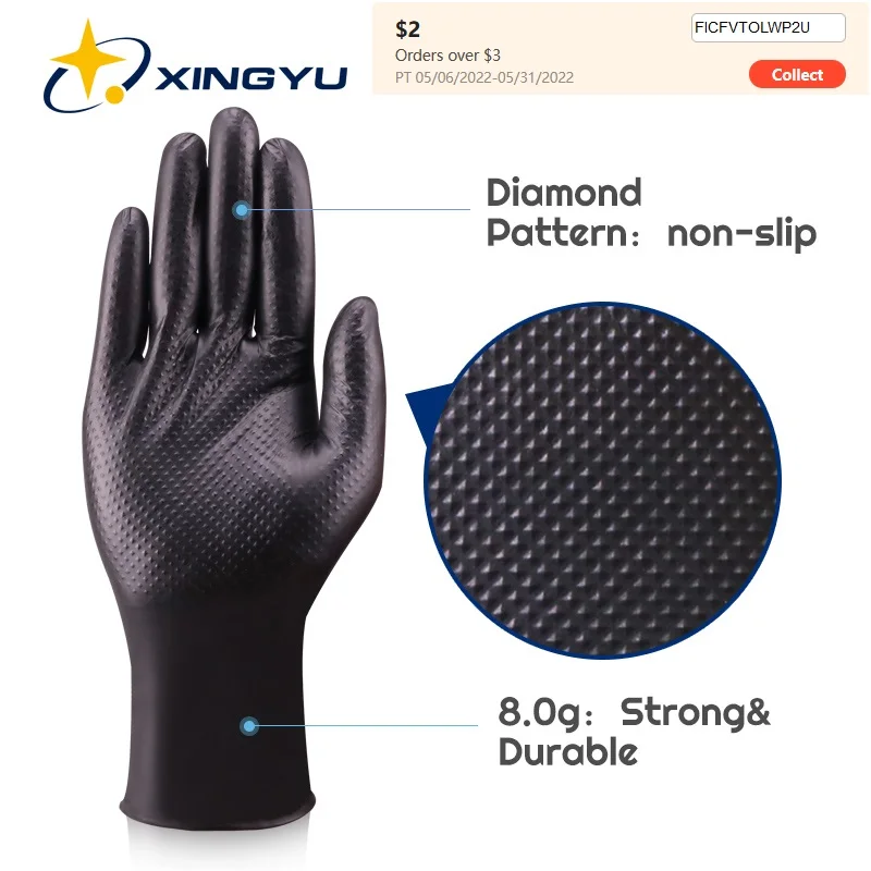 50PcsNitrileGlovesSyntheticLatexFreePowderFreeExamGlove
