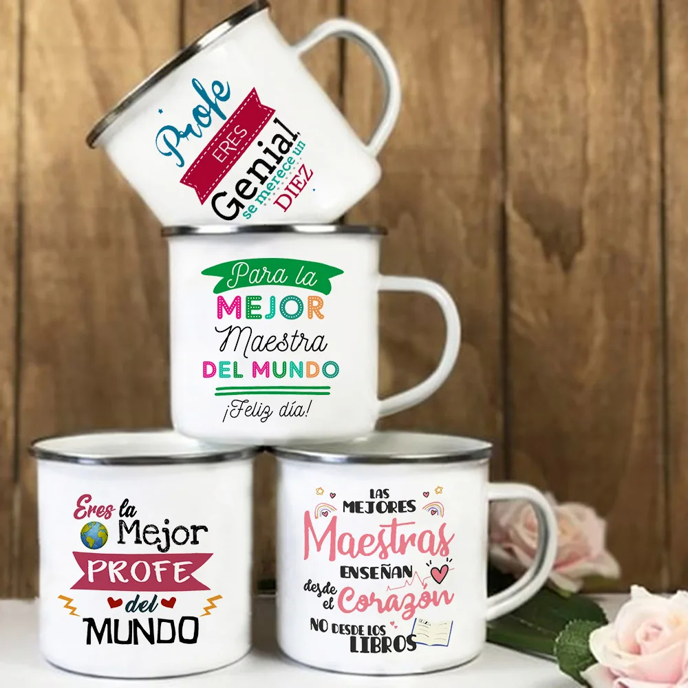 Best Teacher in The World Spanish Printed Mug Creative Coffee Cups Drinks Ename…