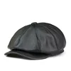Winter Autumn Real Leather Newsboy Cap For Men British Style Artist Cap Outdoor Street Fashion Women Hat Leisure Beret Caps 5