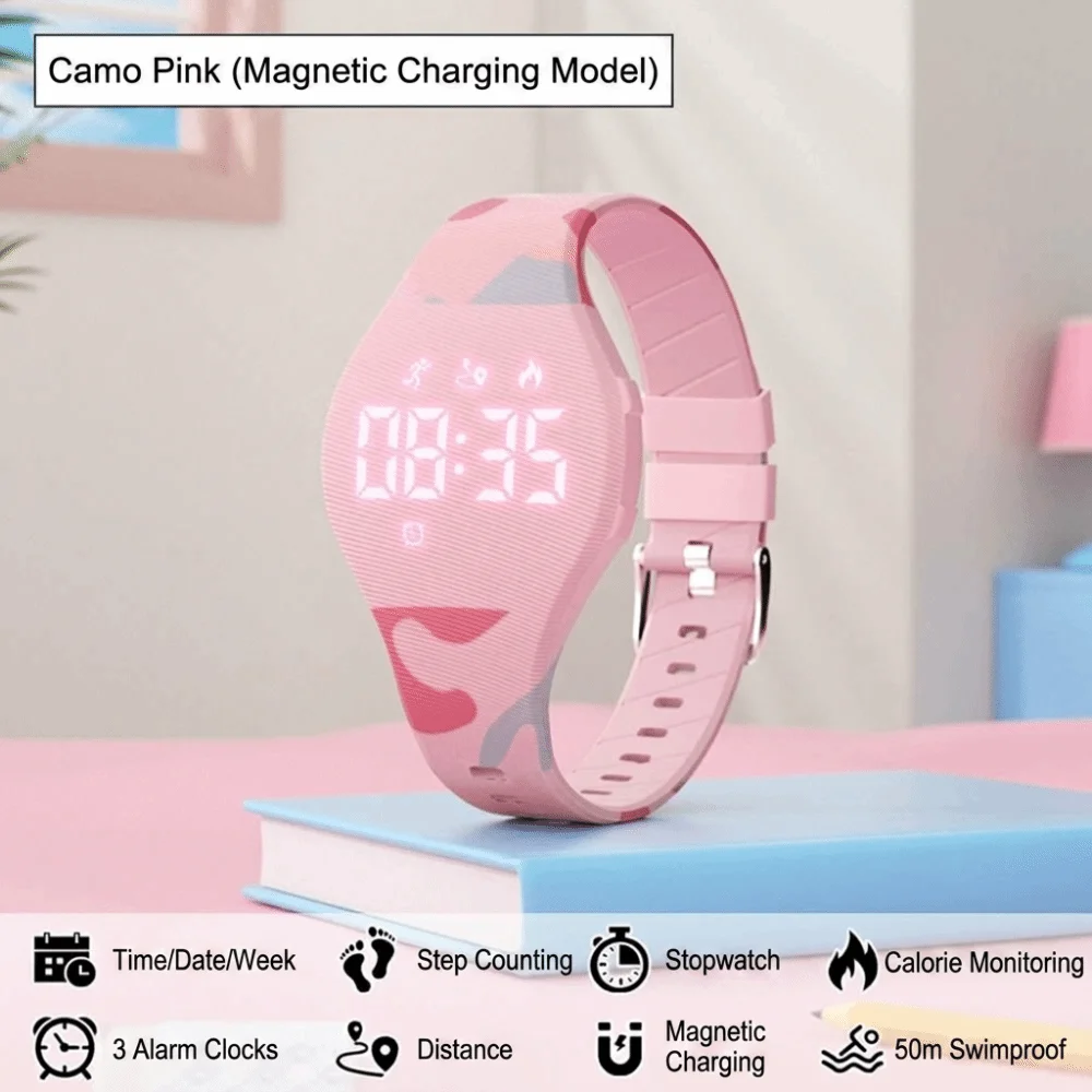 Waterproof Rechargeable LED Digital Silicone Smart Wristband with Vibrating Alarm