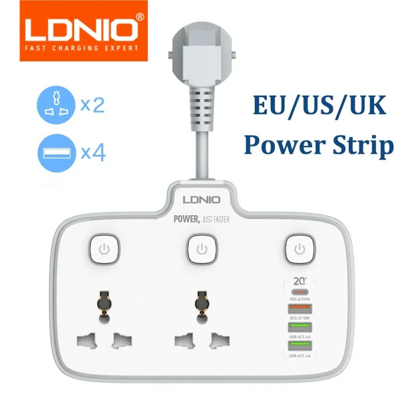 LDNIO Power Strip 4 USB Port Electrical Socket Universal Outlet Home Plug Adapter Surge Protector Multi Outlet Travel Adapter power strip plug adapter electrical socket