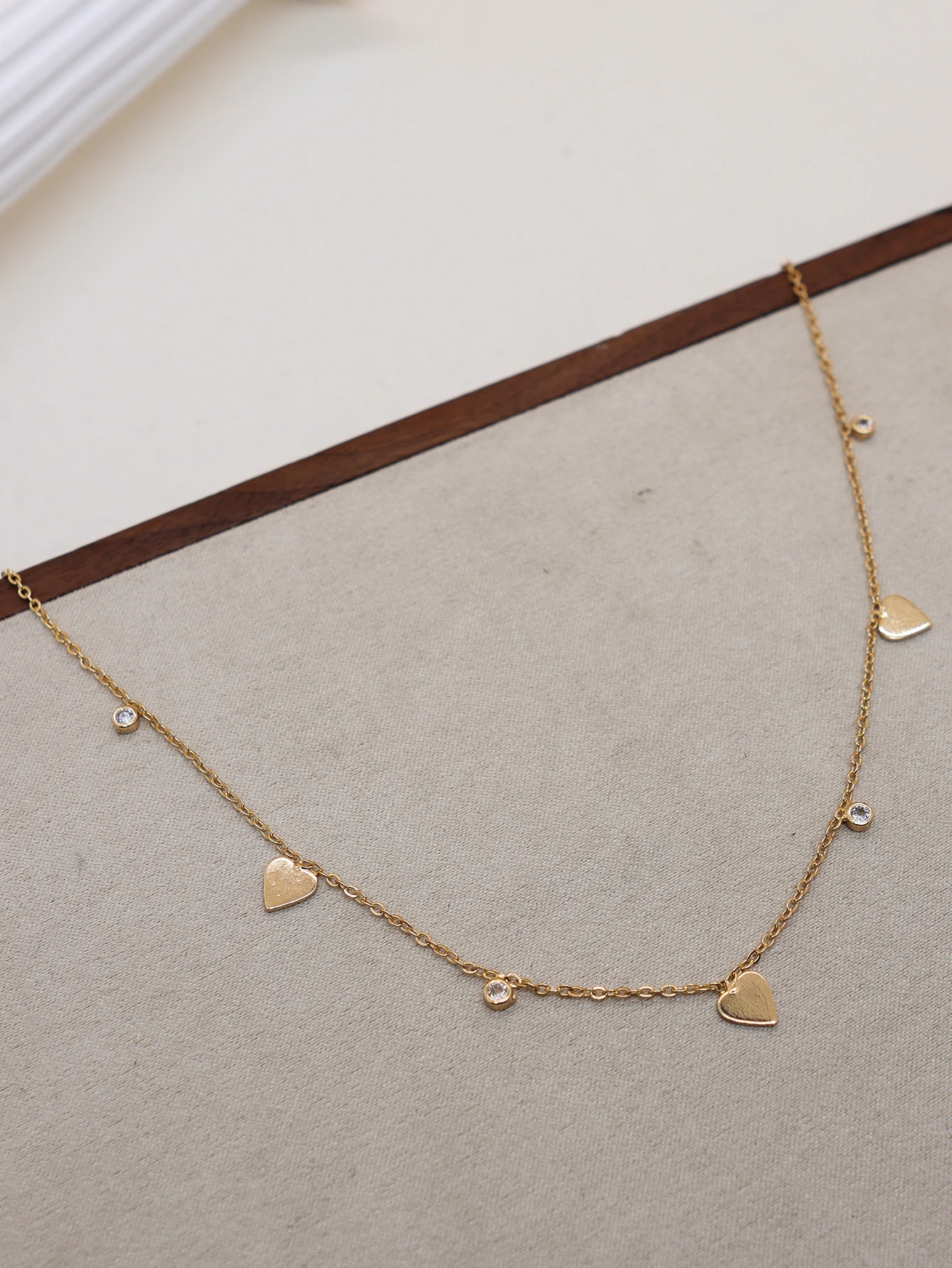Minimalist Heart CZ Charm Necklace for Women