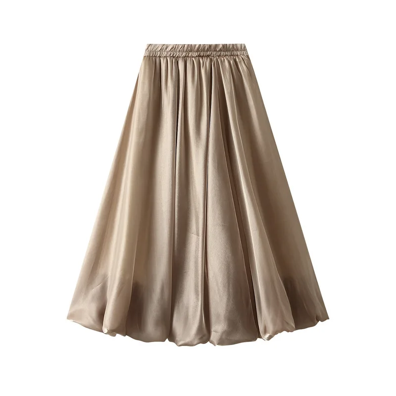 New In 2025 Summer Skirt For Women Bud Korean Fashion Sweet Female Luxury Design Solid Color Midi Long Elegant Skirts 4