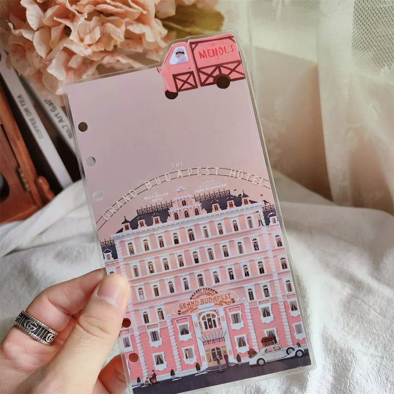 A6/A7 Plastic Sides Dividers Cute 6 Holes Binder Index Dividers Journal Planner Notebooks Accessories The Grand Budapest Hotel