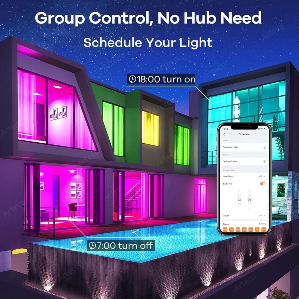 Bluetooth Smart LED Bulb Tuya Light Bulbs AC 85-265V Dimmable Spotlight Bulb 15W E27 RGB+CW+WW LED Color Change Lamp For Home - Image 5